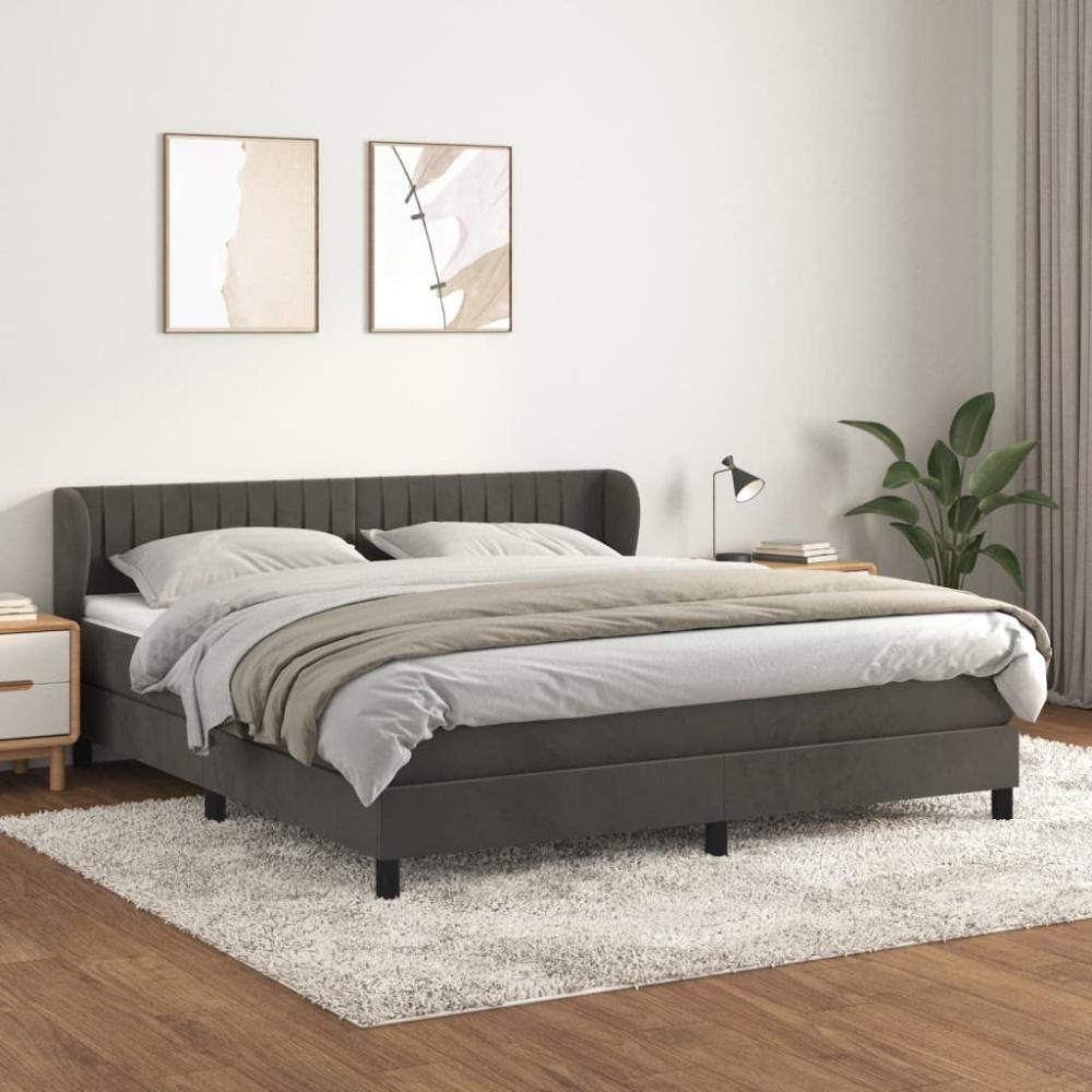 vidaXL Boxspringbett mit Matratze Dunkelgrau 180x200 cm Samt 3127626 Bild 1