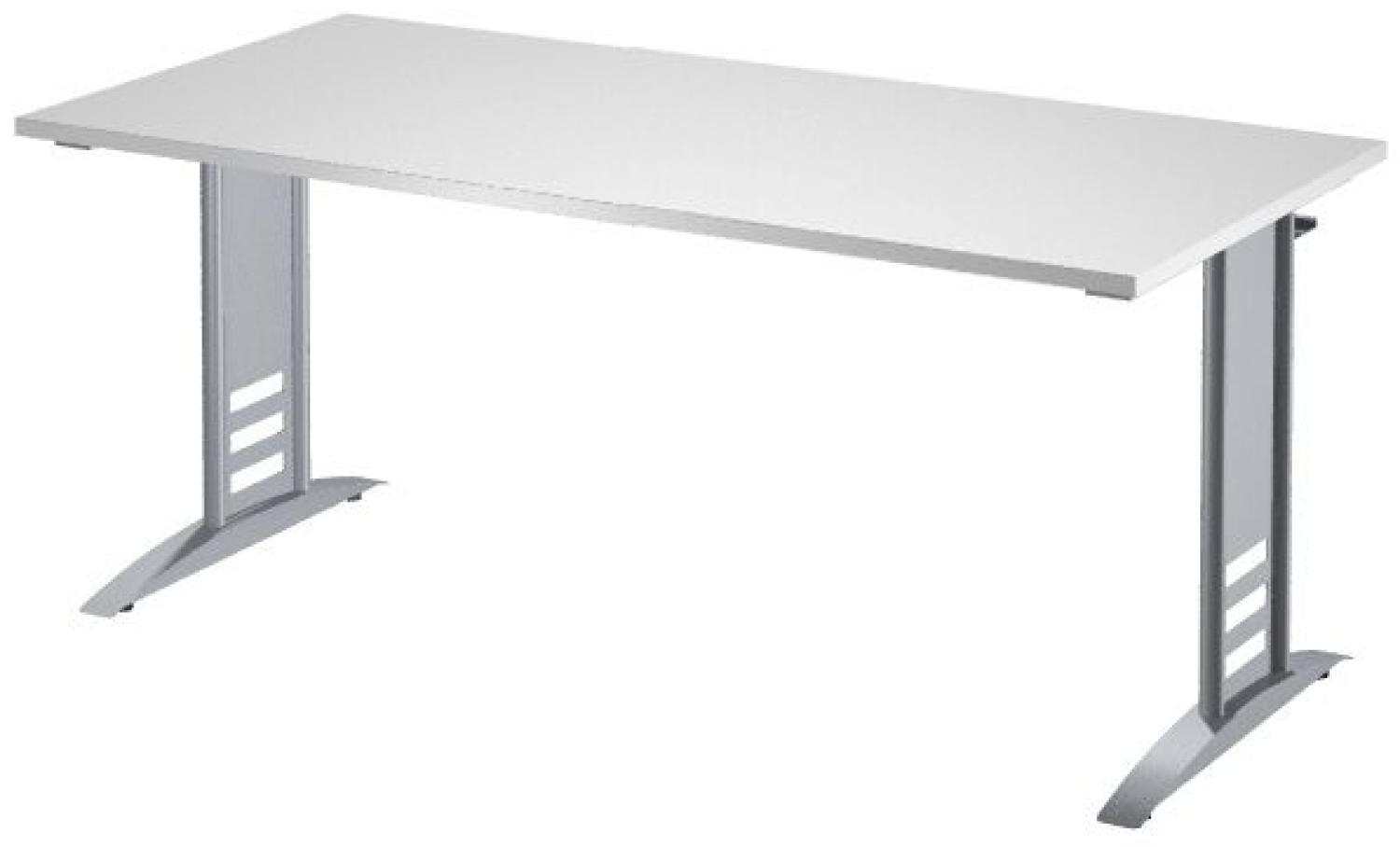 Schreibtisch Tec-Art, 160x80x68-82cm, C-Fuß Gestell, Lichtgrau Bild 1