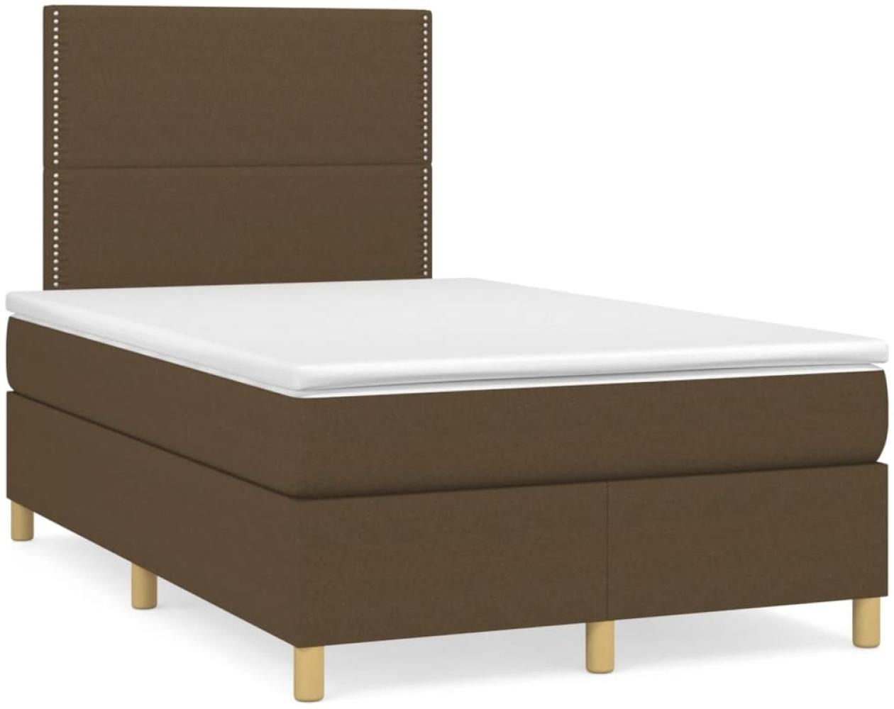 vidaXL Boxspringbett mit Matratze Dunkelbraun 120x190 cm Stoff 3269926 Bild 1