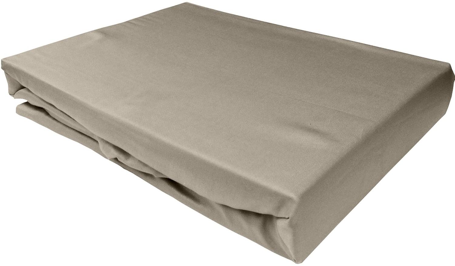 Bettwaesche-mit-Stil Mako-Satin Spannbettlaken braun 200x220cm Bild 1