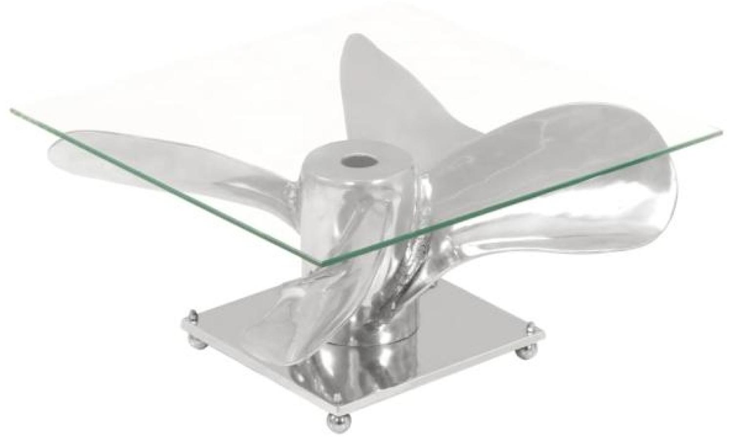vidaXL Couchtisch Silbern 60 x 60 x 30 cm Aluminium und Gehärtetes Glas Bild 1