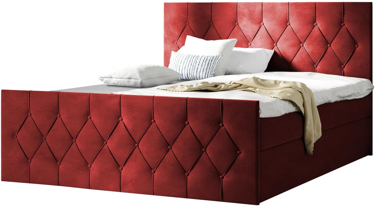 Boxspringbett Simori Lux, Rot, 180 x 200 cm Bild 1