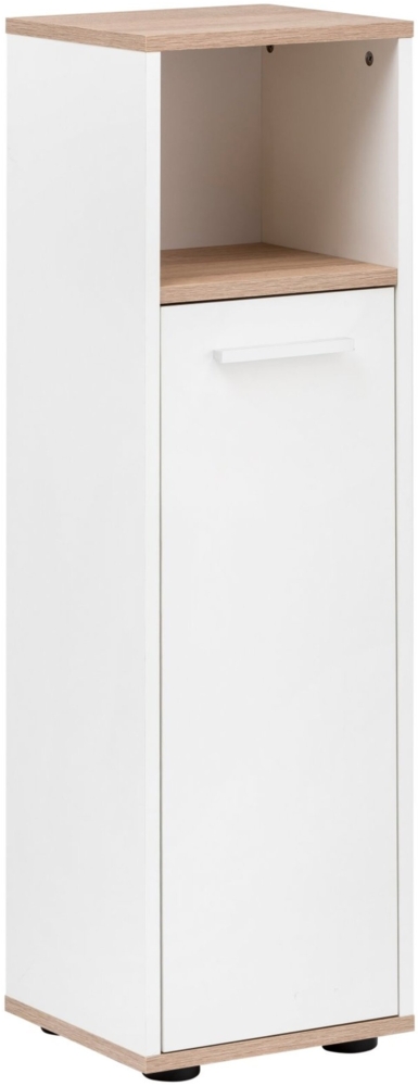 BadeDu ARC Midischrank 30 cm, Weiß/Braun hell Bild 1