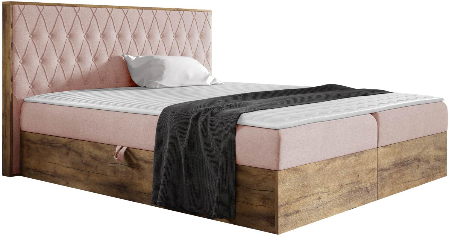 Boxspringbett Worik VI, Rosa, 180 x 200 cm Bild 1