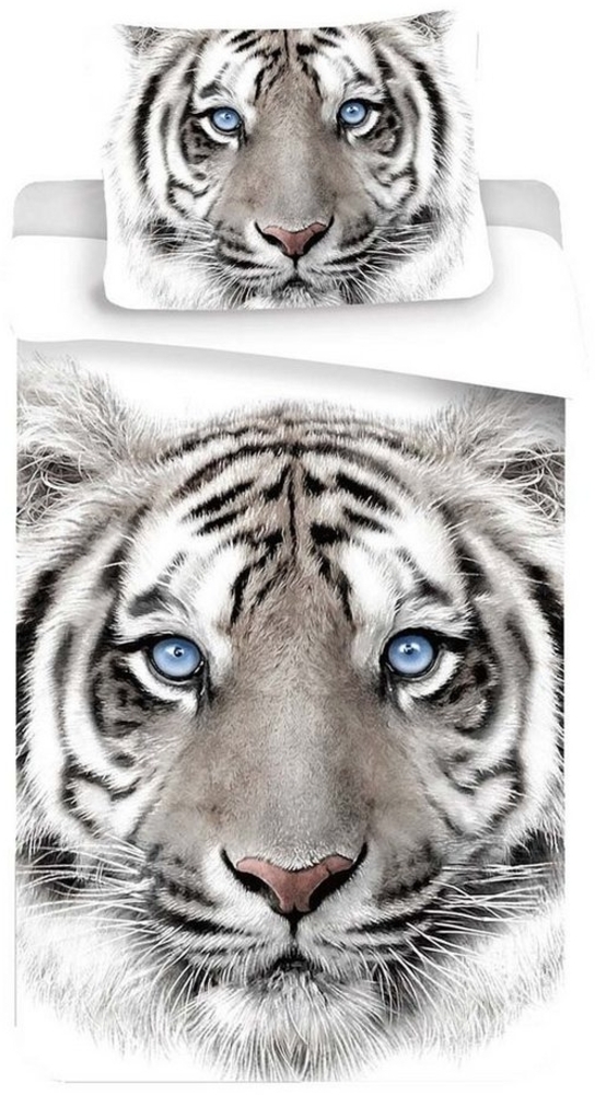 White Tiger Baumwolle Bettwäsche – Bettbezug 140x200 cm & Kissenbezug 70x90 cm Bild 1