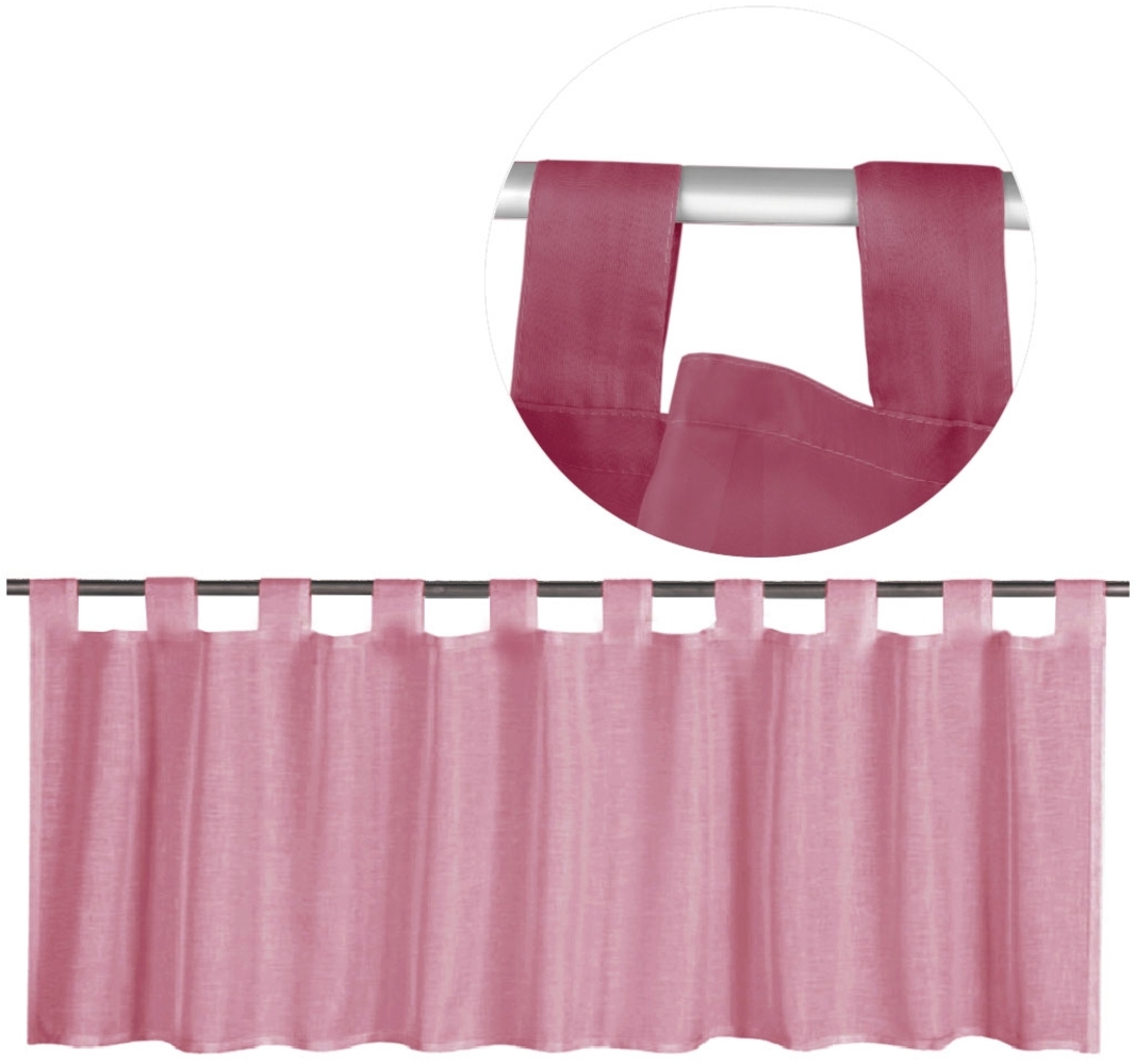 Schlaufen-Bistrogardine in B160cm x L60cm, transparente uni Scheibengardine Voile in vielen verschiedenen Farben erhältlich (bordeaux - beere) Bild 1
