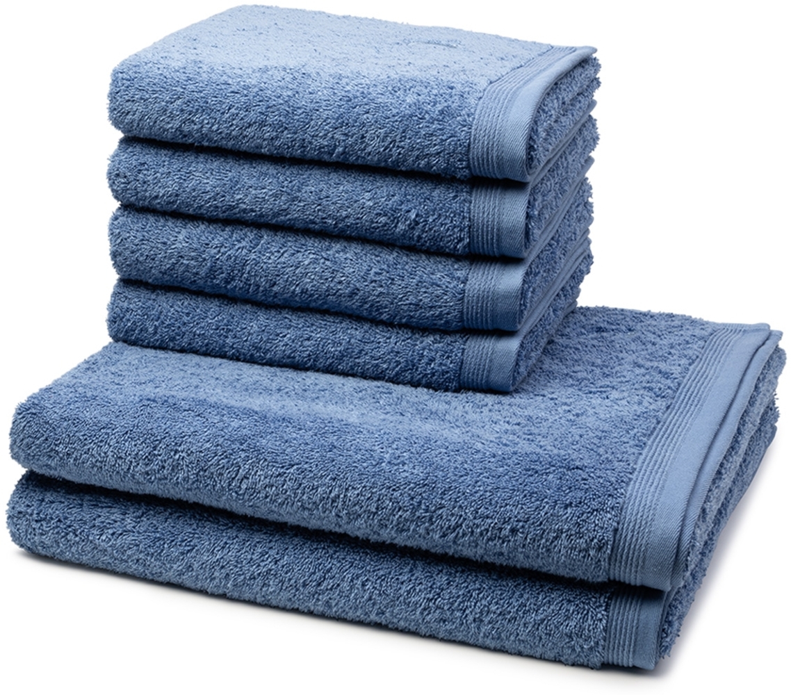 Möve Superwuschel 6 tlg. Frottier-Set - 4 X Handtuch (50 X 100cm), 2 X Duschtuch (80 X 150cm) - 520 g/m2 - Cornflower Bild 1