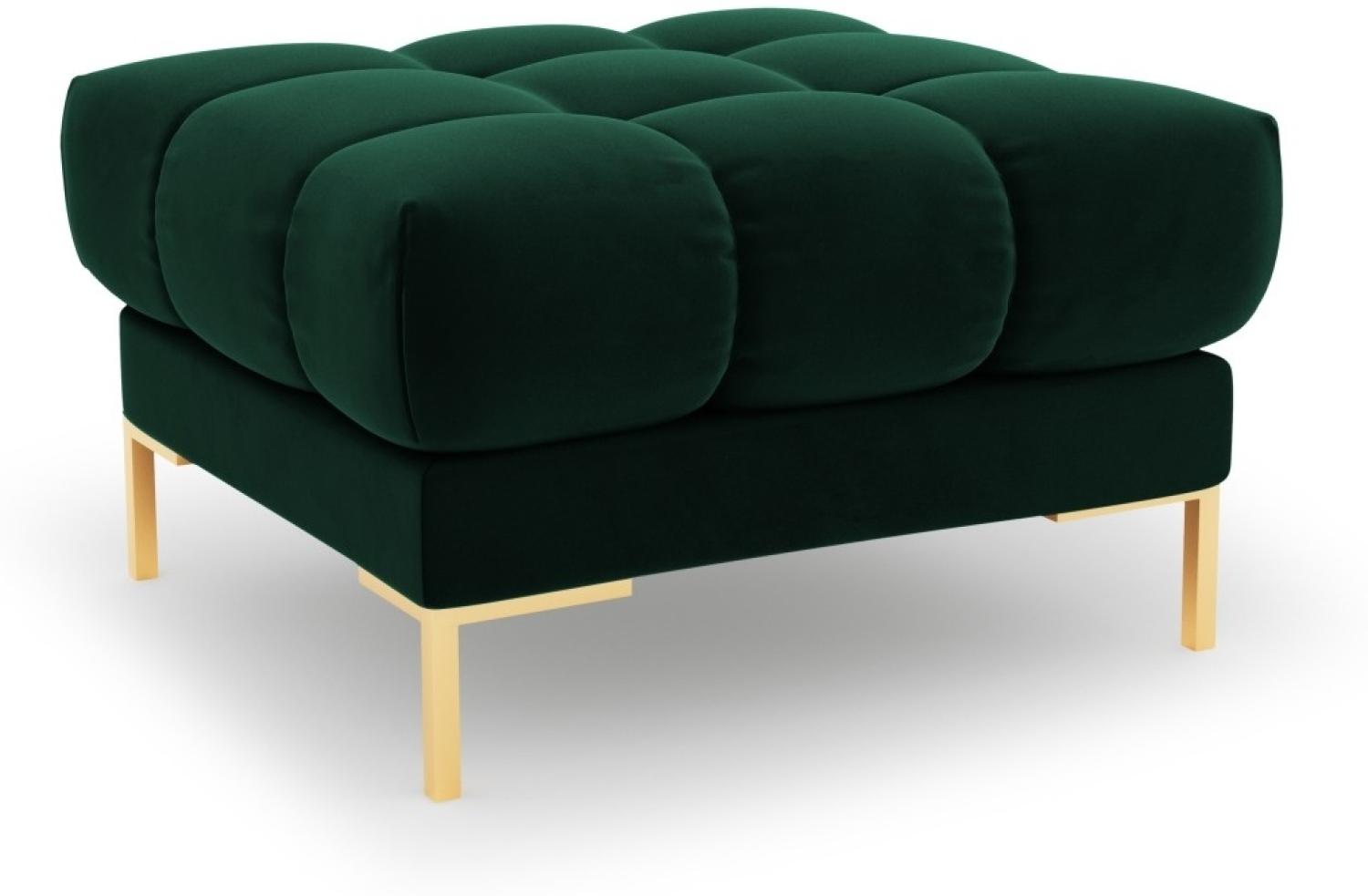 Micadoni Samtstoff Pouf Hocker Mamaia | Bezug Bottle Green | Beinfarbe Gold Metal Bild 1