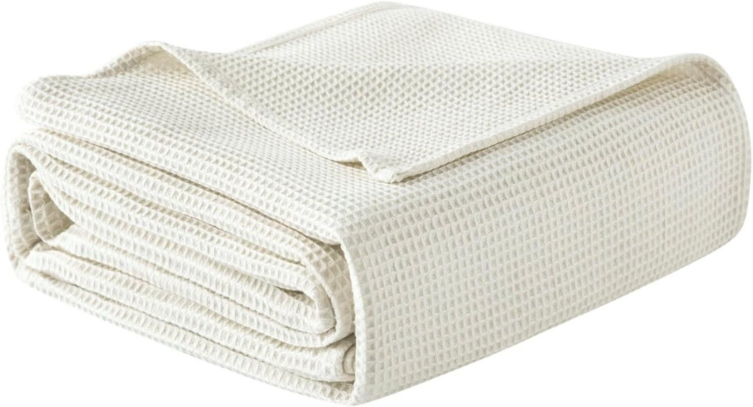 Woltu Tagesdecke, 100% Baumwolle leichte Wohndecke in Waffeloptik Bild 1