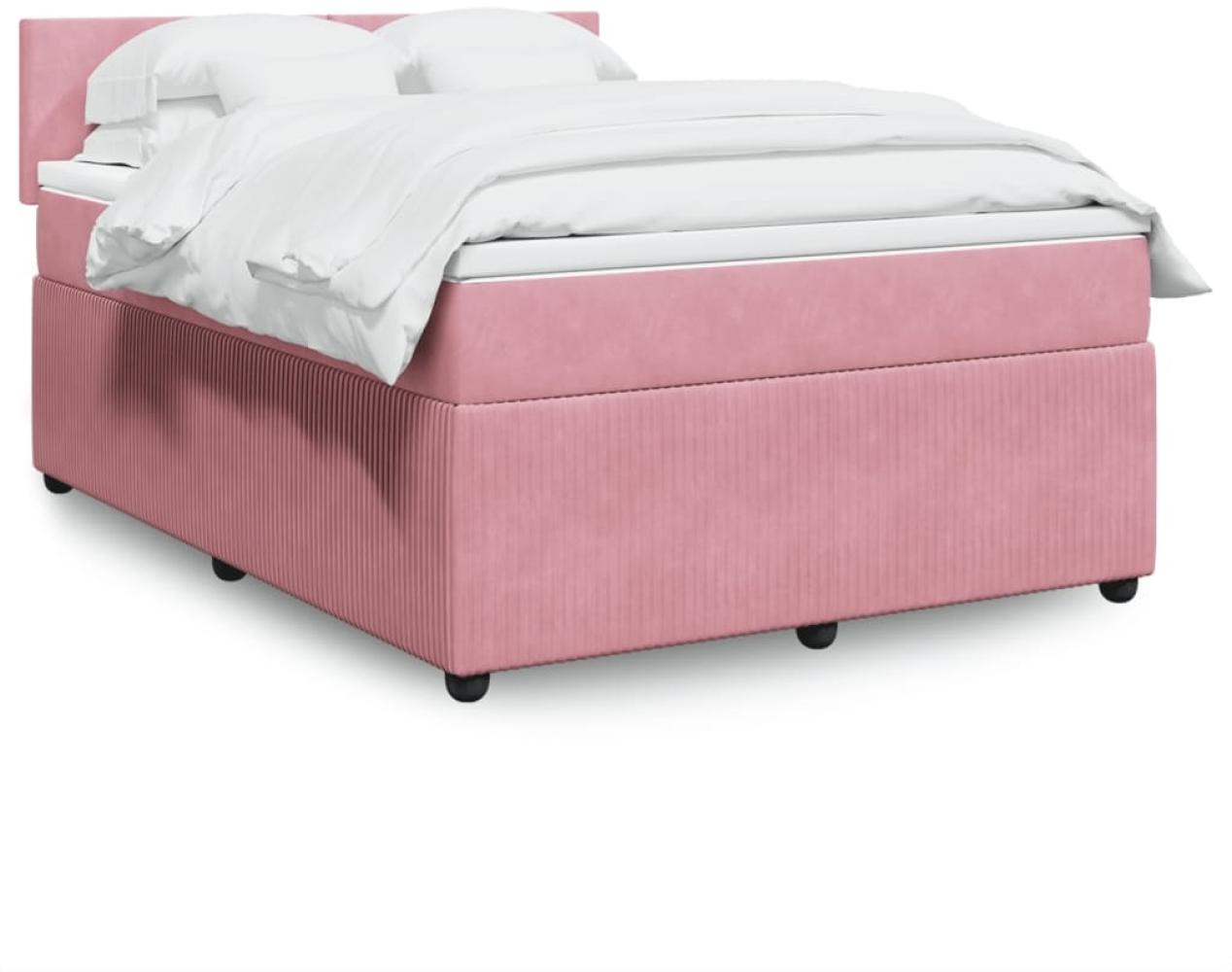 vidaXL Boxspringbett mit Matratze Rosa 160x200 cm Samt 3290081 Bild 1