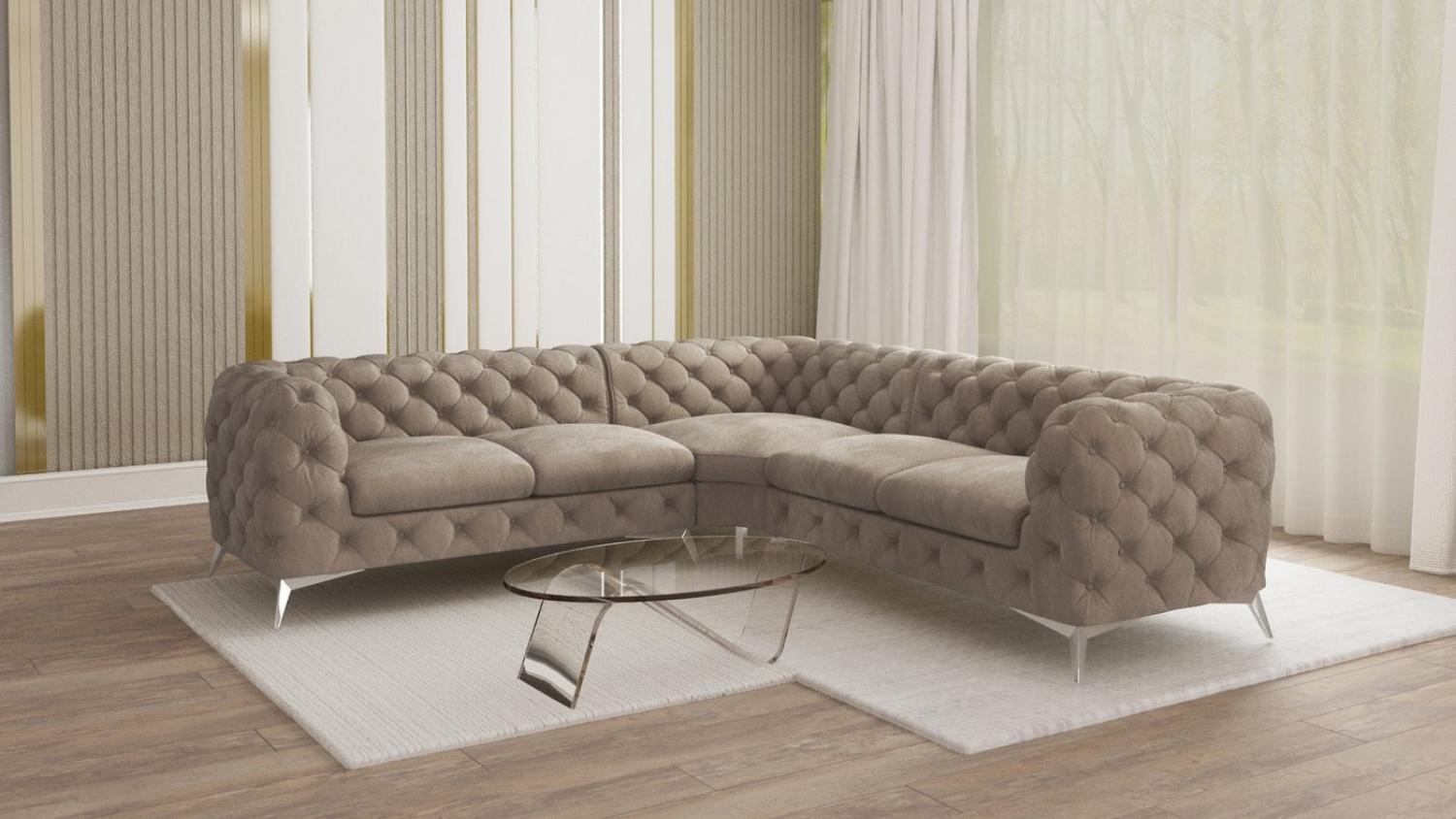 S-Style Möbel Ecksofa Chesterfield Kalina mit Silber Metall Füßen, mit Wellenfederung Bild 1