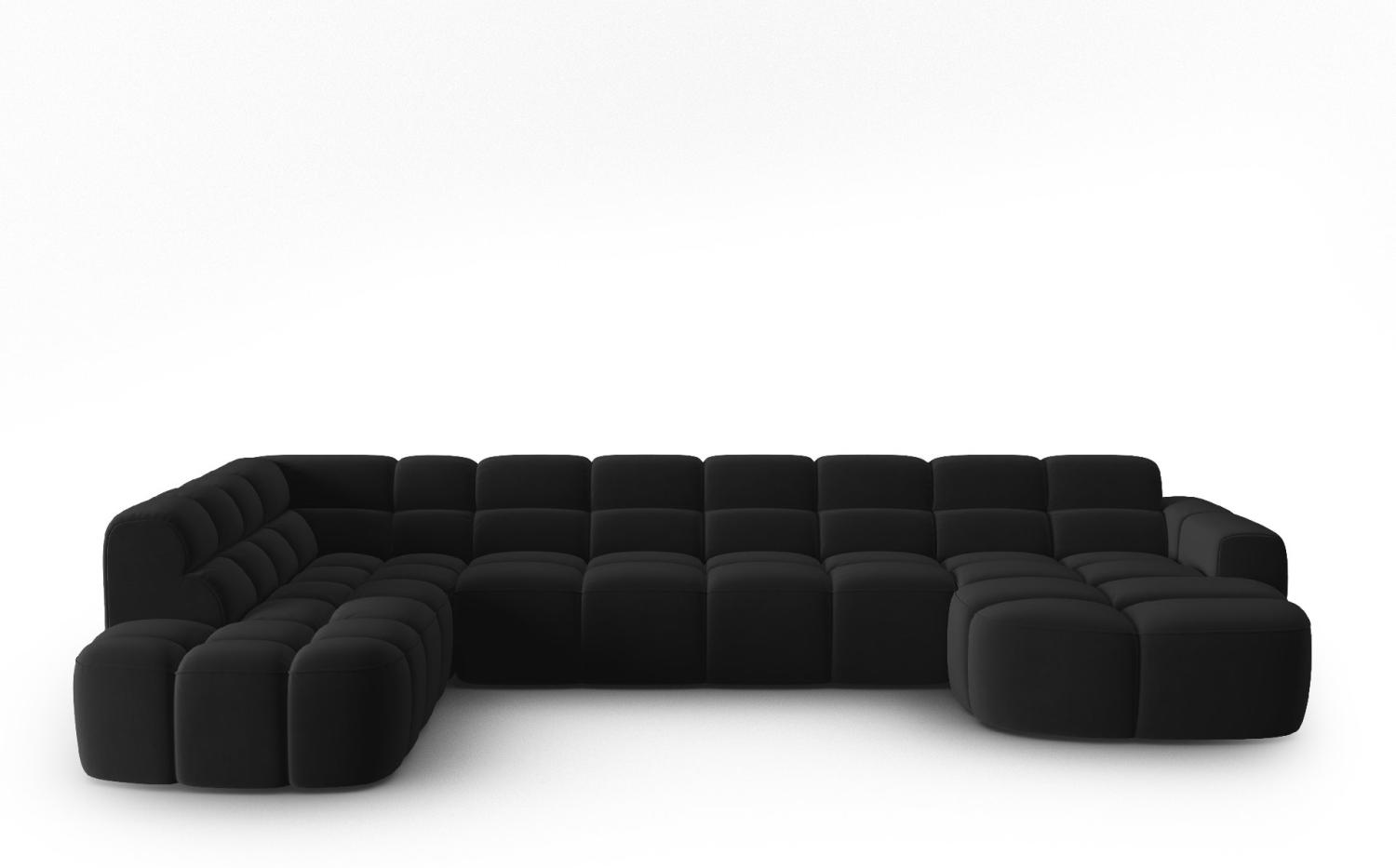 Micadoni Panorama Ecksofa Lisa 7-Sitzer Links Samtstoff Schwarz Bild 1