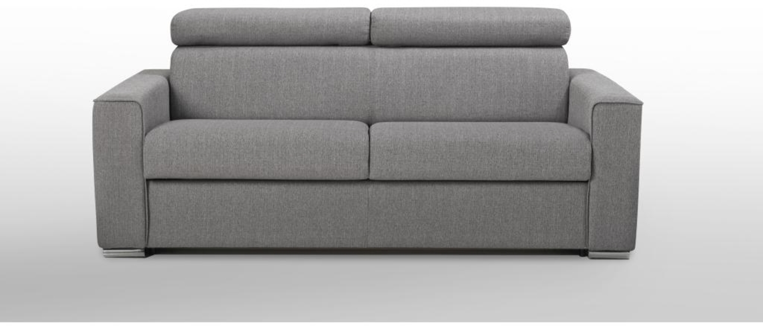 Schlafsofa 3-Sitzer Stoff VIZIR - Grau - Liegefläche: 140 cm - Matratzenhöhe: 16 cm mit Memory Schaum Bild 1