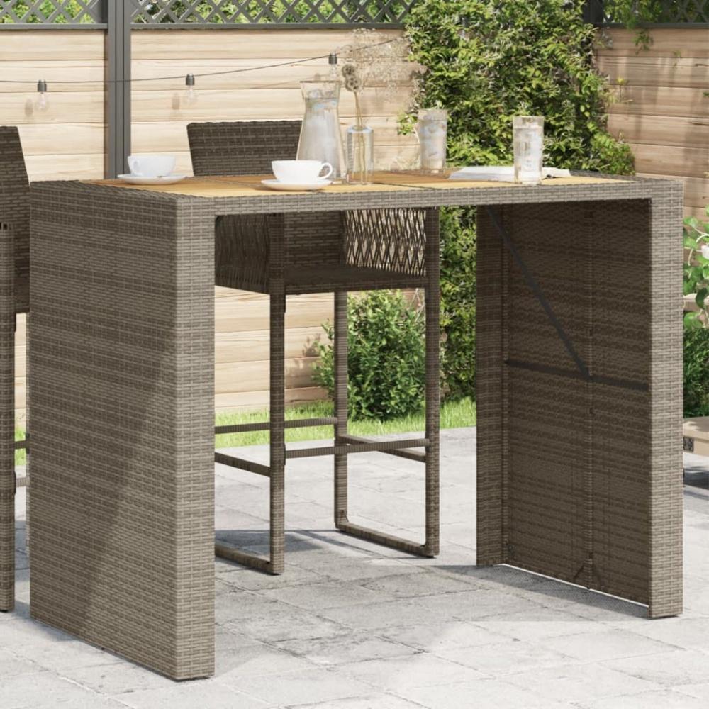 vidaXL Garten-Bartisch mit Holzplatte Grau 145x80x110 cm Polyrattan 368699 Bild 1