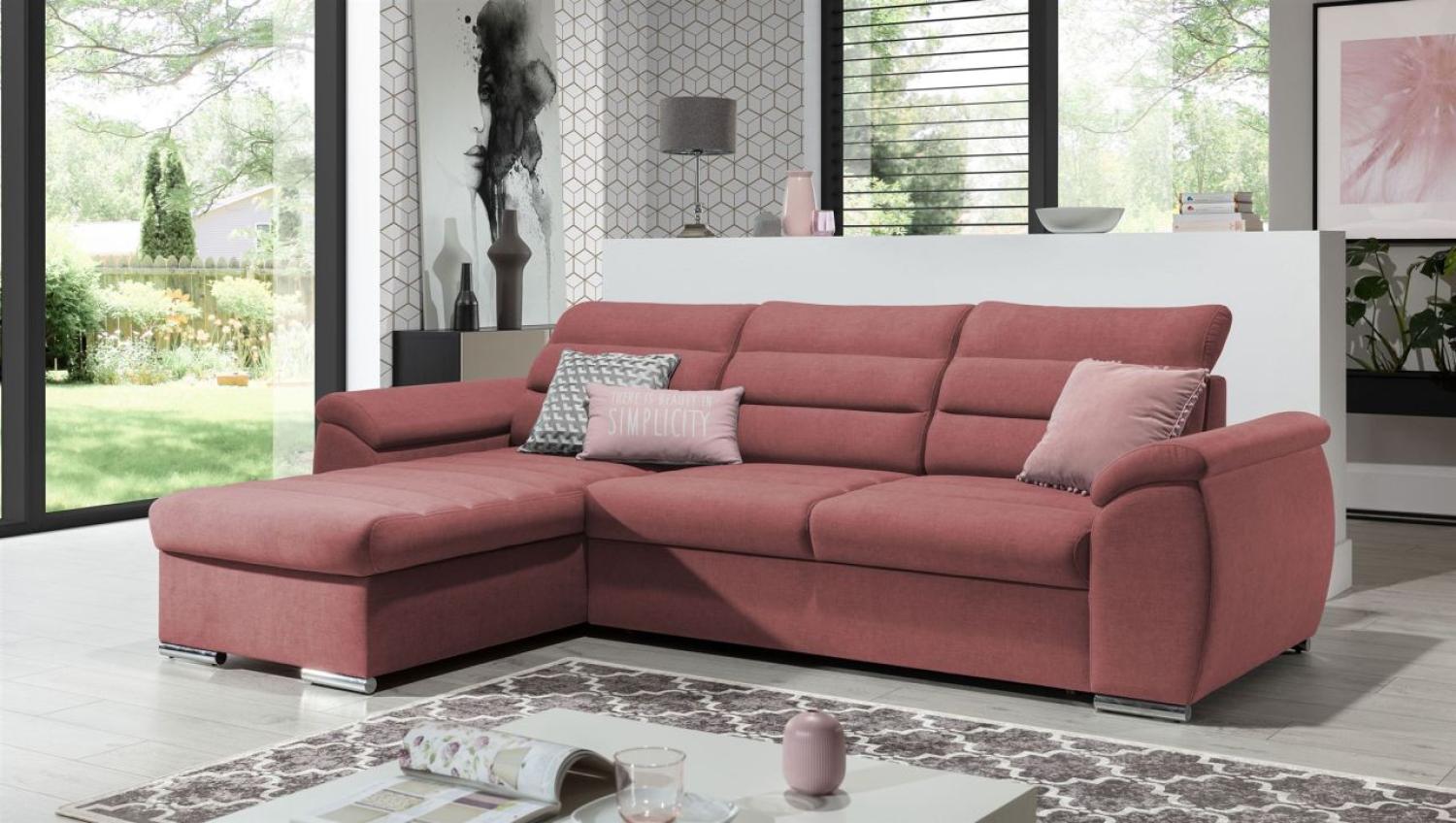 Ecksofa Schlafsofa Sofa PASCARA XS in Stoff Esito Altrosa Ottomane Links Bild 1