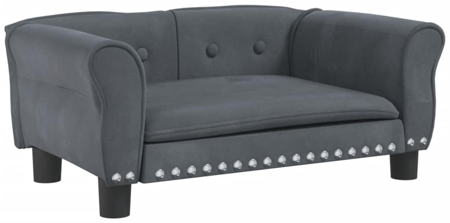 vidaXL Hundebett, Samt, Dunkelgrau, 70 x 45 x 30 cm Bild 1