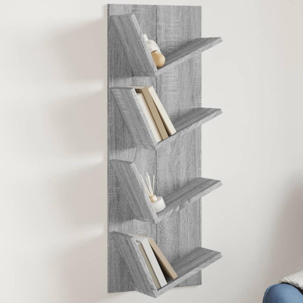 vidaXL Wand-Bücherregal mit 4 Fächern Grau Sonoma 33x16x90 cm 840721 Bild 1