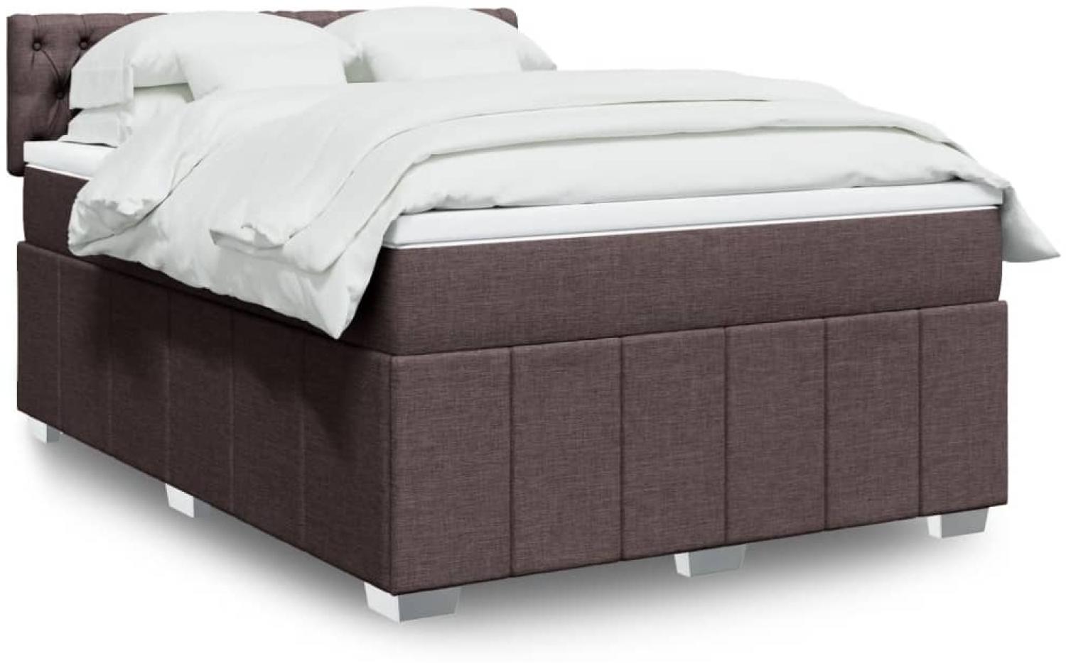 vidaXL Boxspringbett mit Matratze Dunkelbraun 140x200 cm Stoff 3287101 Bild 1