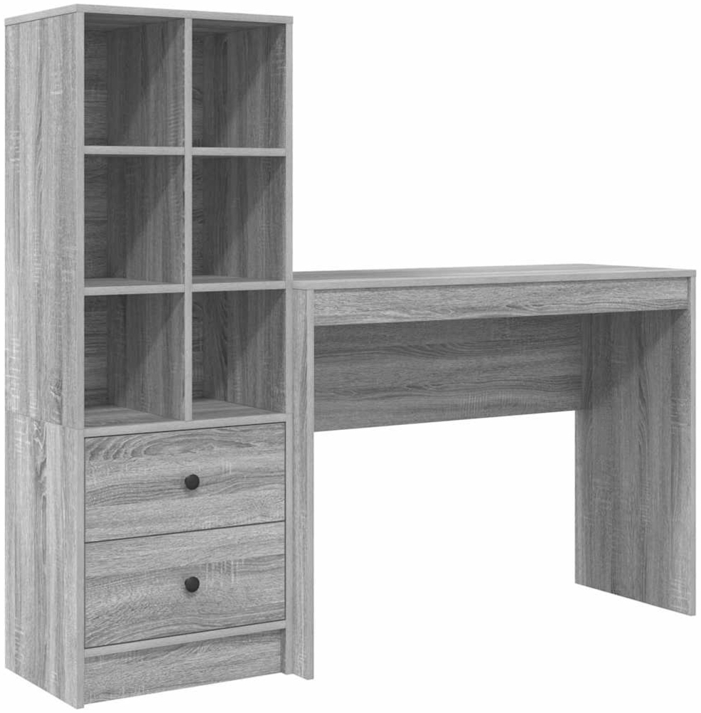 vidaXL Schreibtisch mit Stauraum 2 pcs Grau Sonoma Holzwerkstoff 3337334 Bild 1