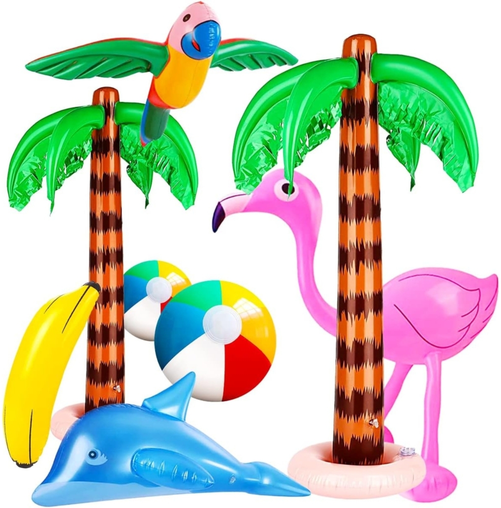 Poolspielzeug Strandspielzeug aufblasbare Palmen Set Flamingo Wasserball Delphin Bild 1