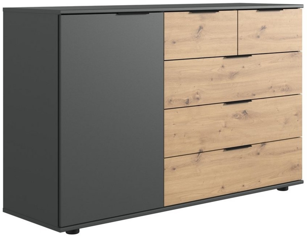 Lomadox Kommode GRANADA-43, Schlafzimmer in graphit mit Artisan Eiche Nb, B/H/T ca. 130/83/41 cm Bild 1