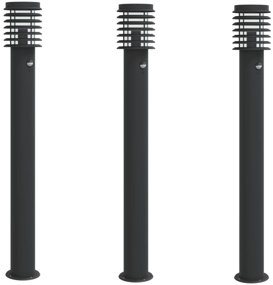 vidaXL Wegeleuchten mit Bewegungsmelder 3 Stk. Schwarz 110cm Edelstahl 4006372 Bild 1