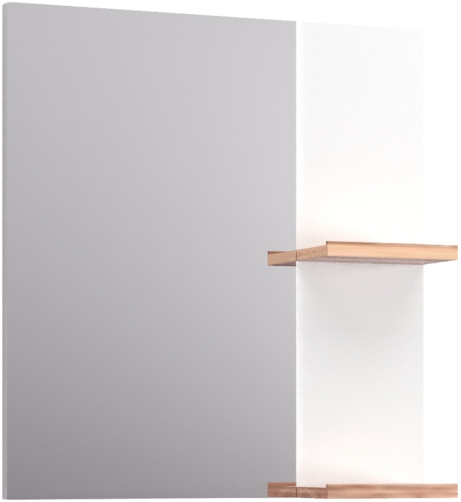BADEDU HIERA Spiegel 59 cm breit, Weiß, zwei Ablagen Bild 1