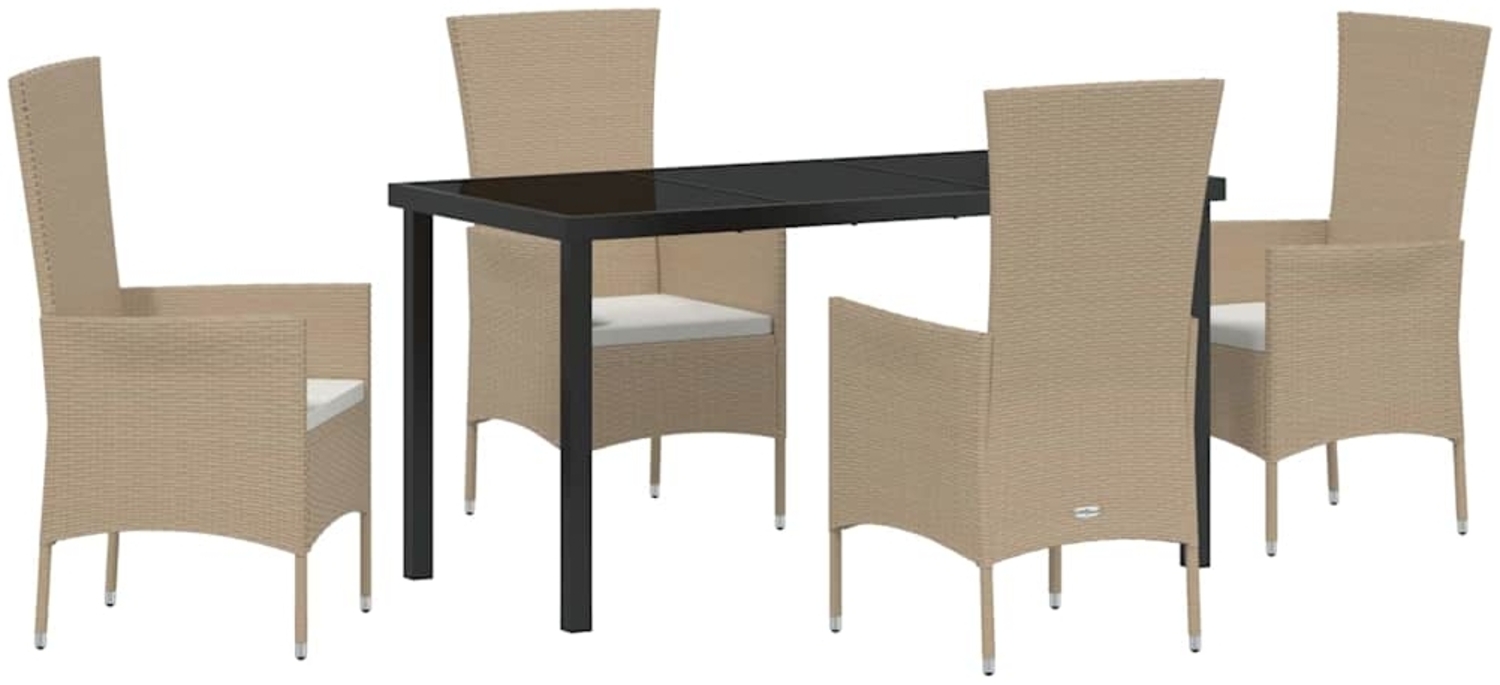 vidaXL Garten Essgruppe mit Kissen 5 pcs Beige Poly-Rattan 3379459 Bild 1