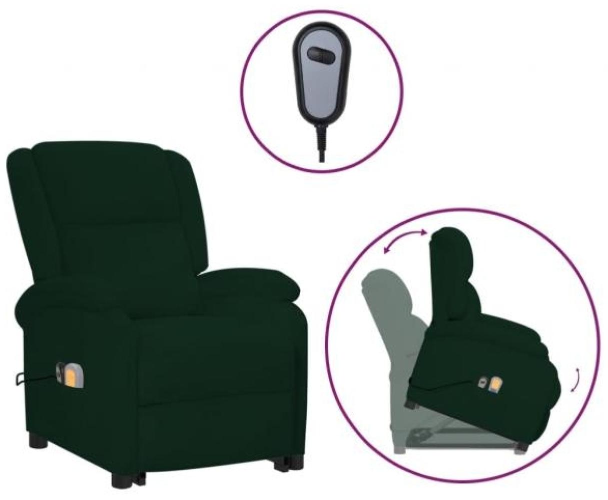 vidaXL Massagesessel mit Aufstehhilfe Dunkelgrün Samt 3124838 Bild 1