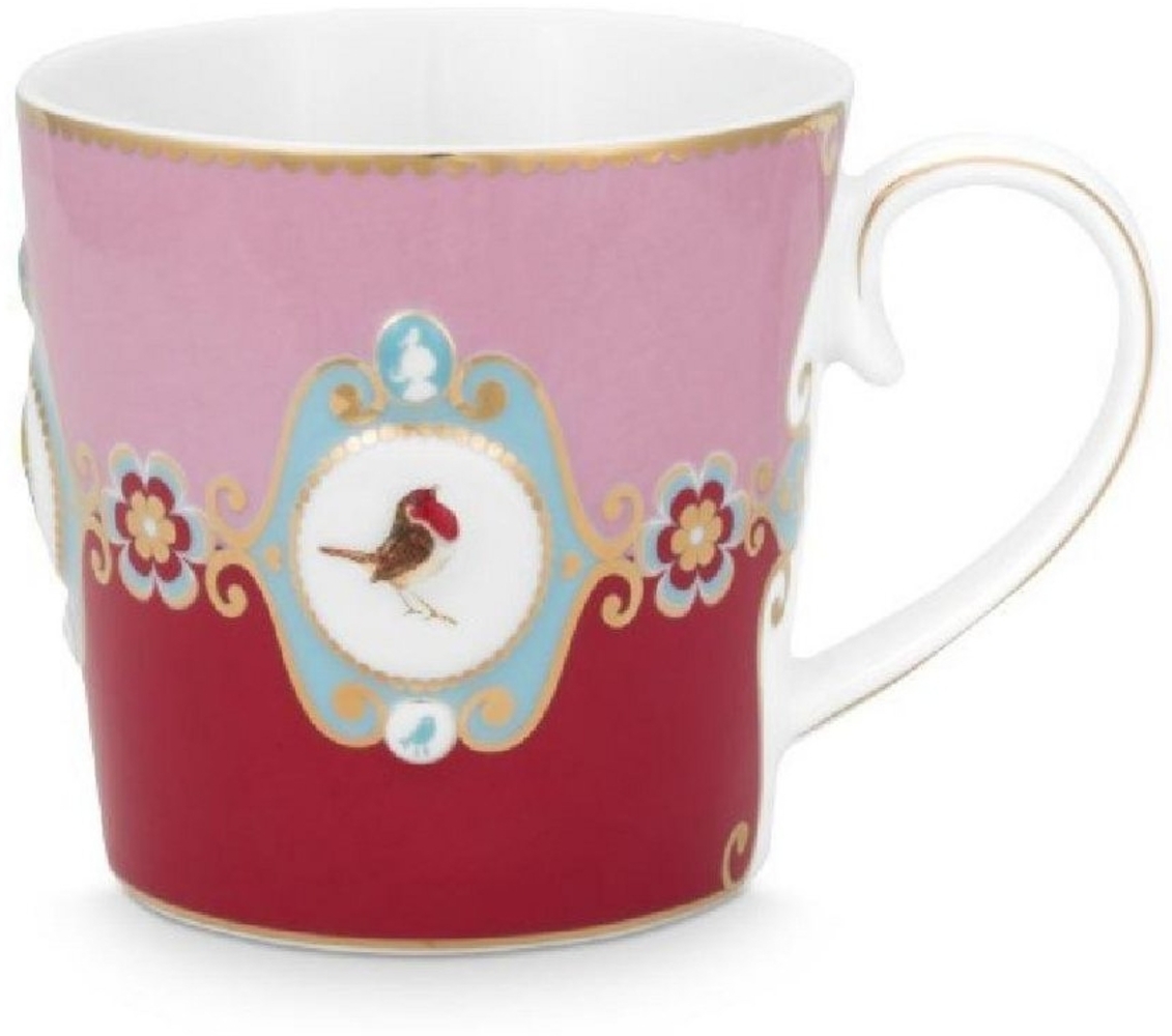 PiP Studio Becher Love Birds Medaillion Henkelbecher rot/pink 250ml, Bone China, Mug Large Love Birds Medallion Red-Pink 250ml Bild 1