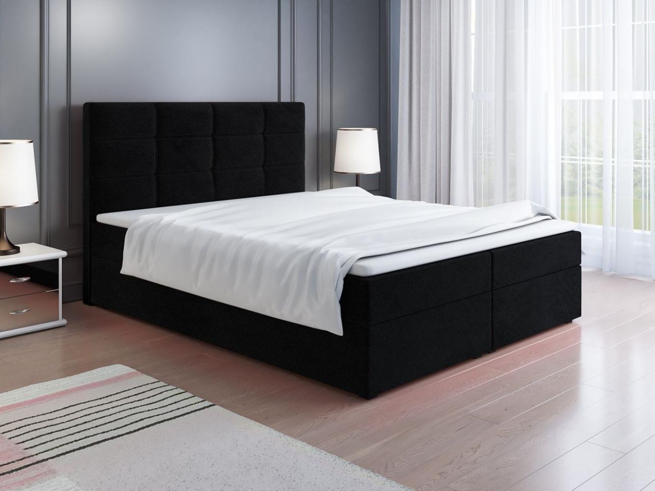 Boxspringbett Schlafzimmerbett CHARLIE 180x200cm Schwarz inkl. Bettkasten Bild 1