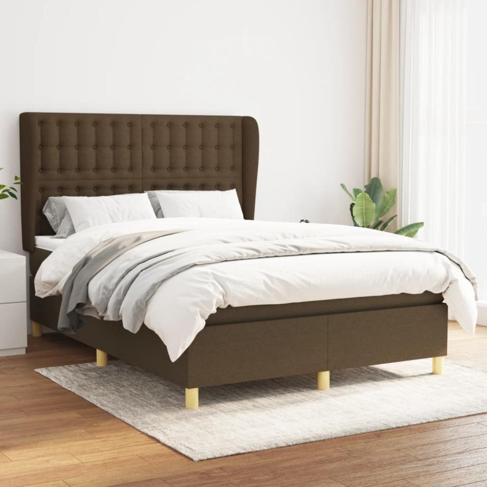 Boxspringbett mit Matratze Stoff Dunkelbraun 140 x 200 cm Bild 1