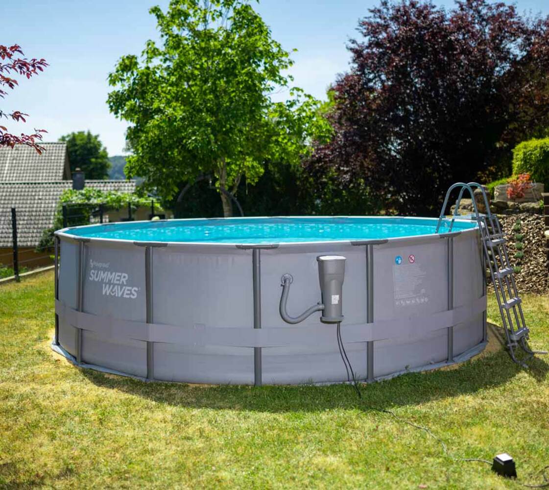 Summer Waves Elite Frame Pool | Aufstellpool rund | Komplettset | Grau | Ø 488x122 cm Bild 1