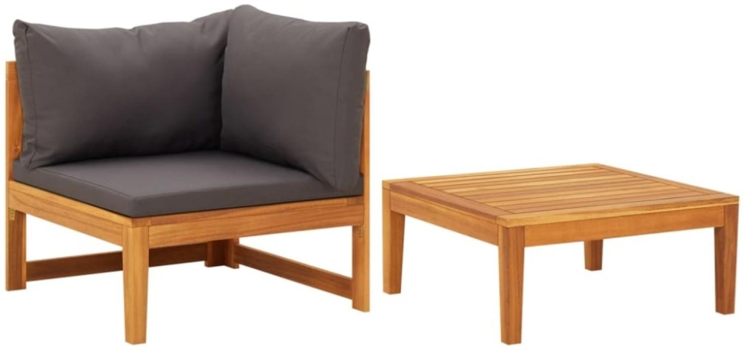 vidaXL 2-tlg. Garten-Lounge-Set mit Dunkelgrauen Kissen Akazienholz 316321 Bild 1