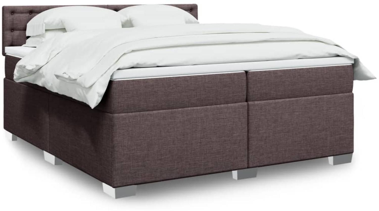 vidaXL Boxspringbett mit Matratze Dunkelbraun 200x200 cm Stoff 3288312 Bild 1