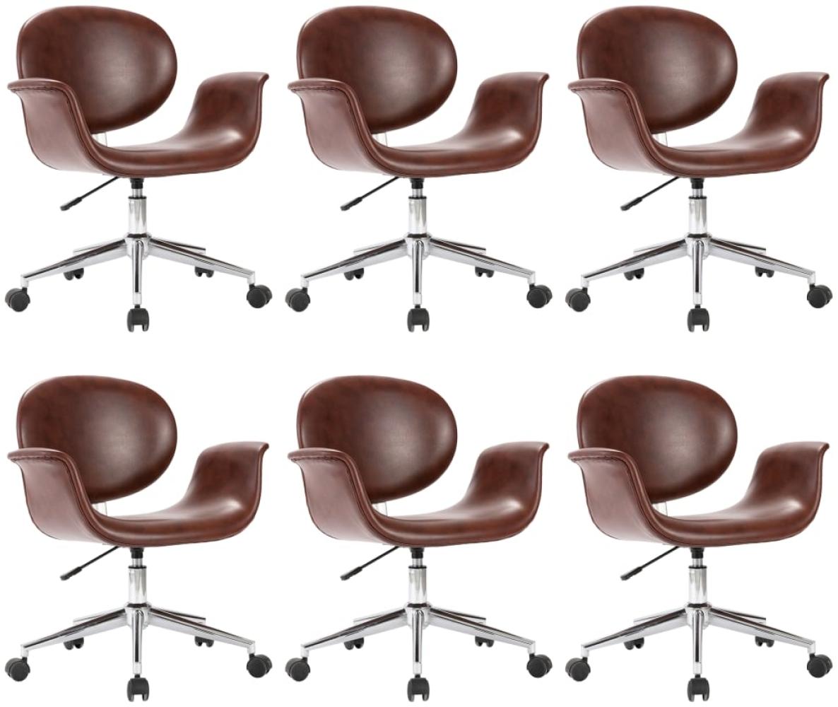 vidaXL Drehbare Esszimmerstühle 6 Stk. Kunstleder Braun 3054862 Bild 1
