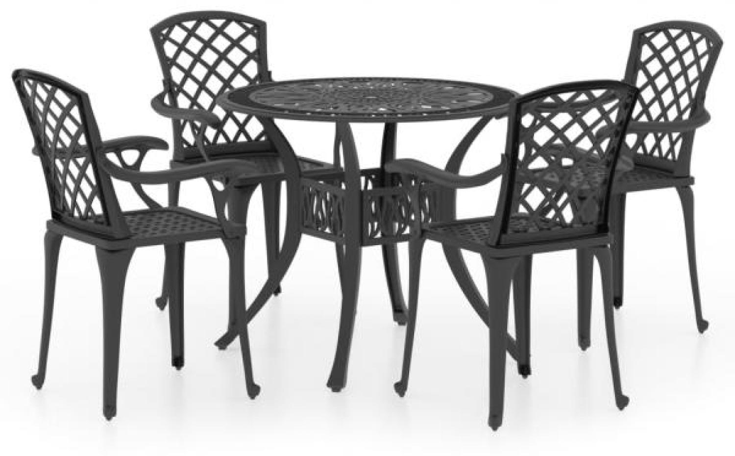 vidaXL 5-tlg. Bistro-Set Aluminiumguss Schwarz 3070611 Bild 1