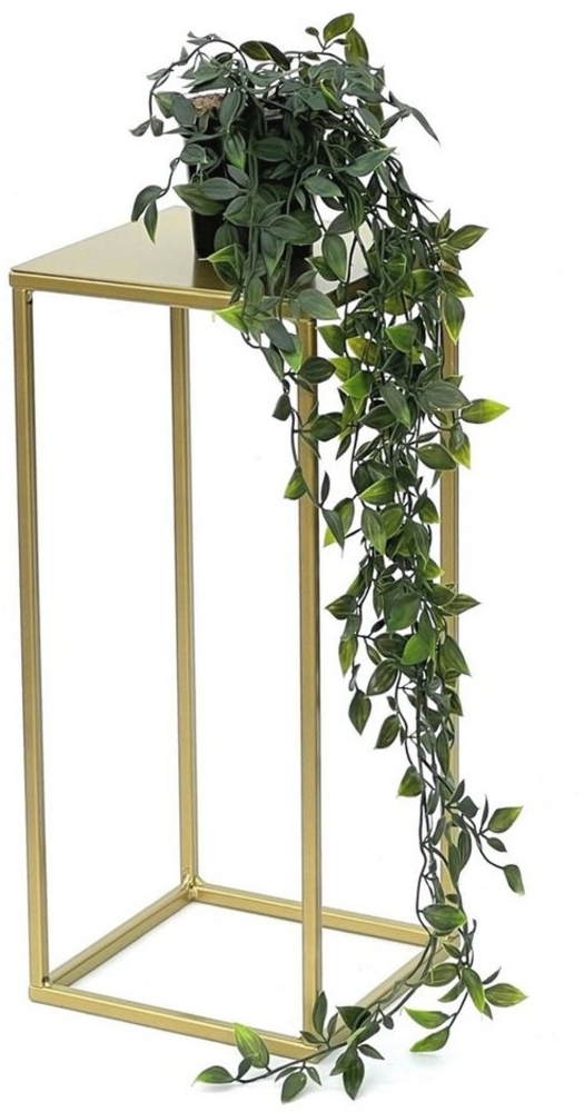 DanDiBo Blumenhocker Metall Gold Eckig S 42 cm Blumenständer Beistelltisch 96406 Blumensäule Modern Pflanzenständer Pflanzenhocker Bild 1