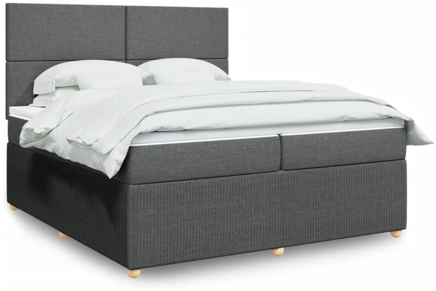 vidaXL Boxspringbett mit Matratze Dunkelgrau 200x200 cm Stoff 3294457 Bild 1