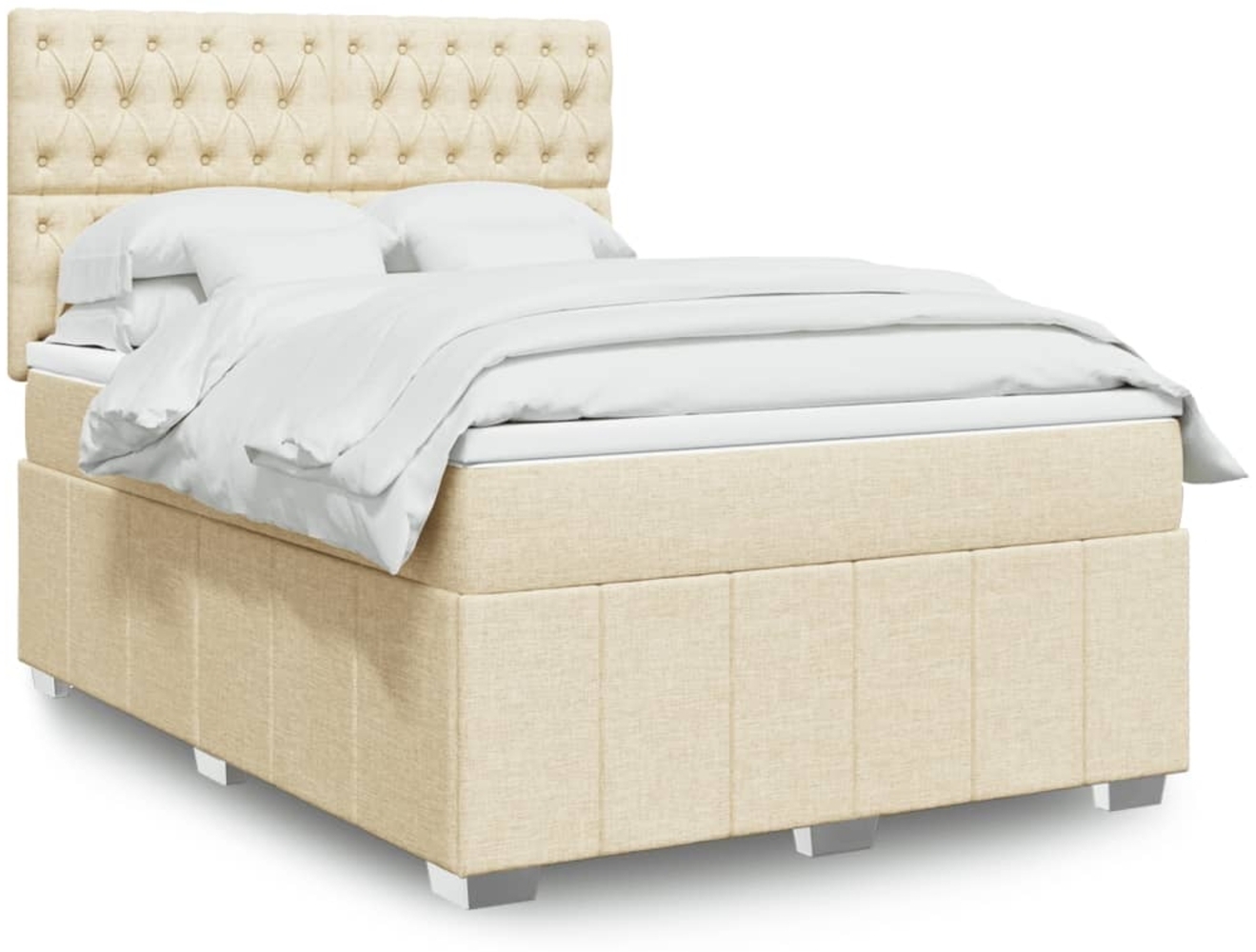 vidaXL Boxspringbett mit Matratze Creme 140x200 cm Stoff 3291703 Bild 1