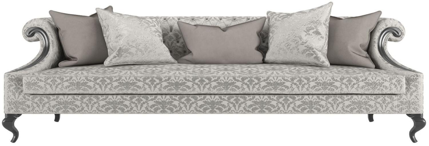 Casa Padrino Luxus Barock Wohnzimmer Sofa mit elegantem Muster Silber / Grau / Schwarz 260 x 100 x H. 82 cm - Wohnzimmer Möbel im Barockstil - Edel & Prunkvoll Bild 1