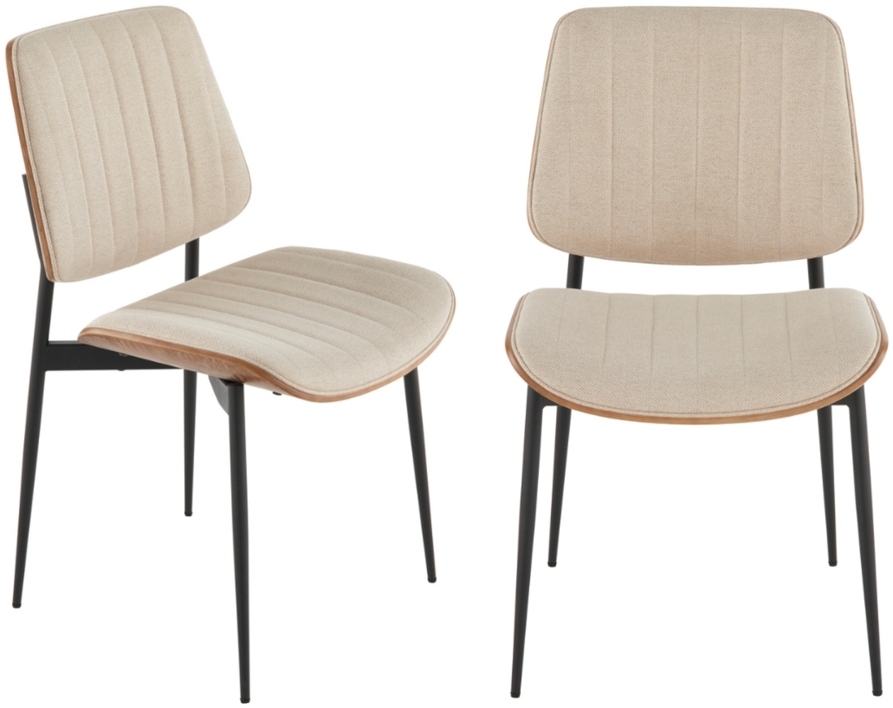 Signature Set mit 2 Stühlen aus beigem Steppstoff H82,5 cm - GISELLE - Beige Bild 1