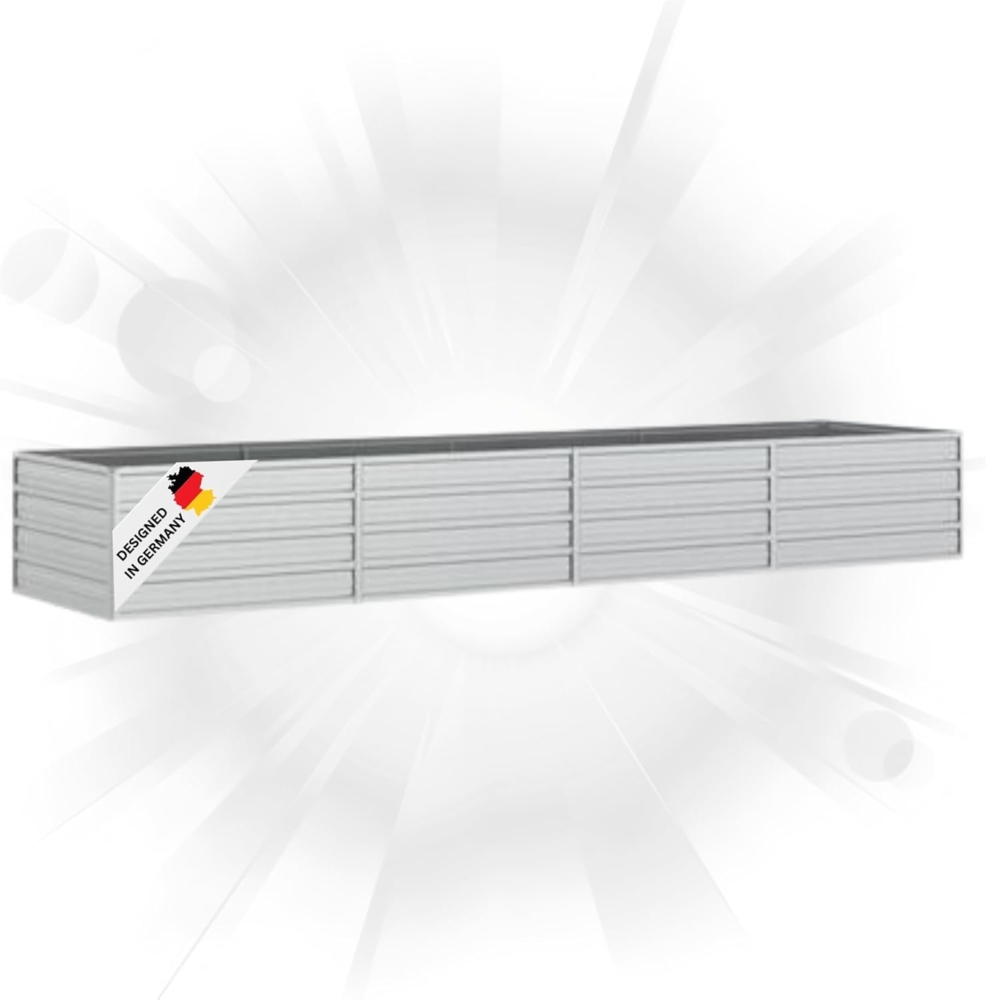 DELUKE® Hochbeet für Garten OSKAR Silber 320x80x45cm Verzinkter Stahl Hochbeet Metall Gartenbeet Kräuterbeet Blumenbeet Beet hoch Frühbeet für Garten Gemüsebeet Bild 1