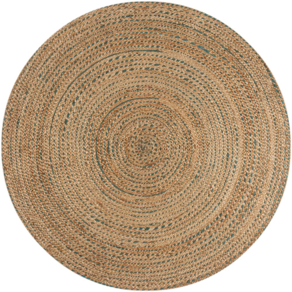 Kadima Design Handgewebter Jute-Teppich in Naturtönen "Eden". Farbe: Braun-Blau, 133x133 cm Bild 1