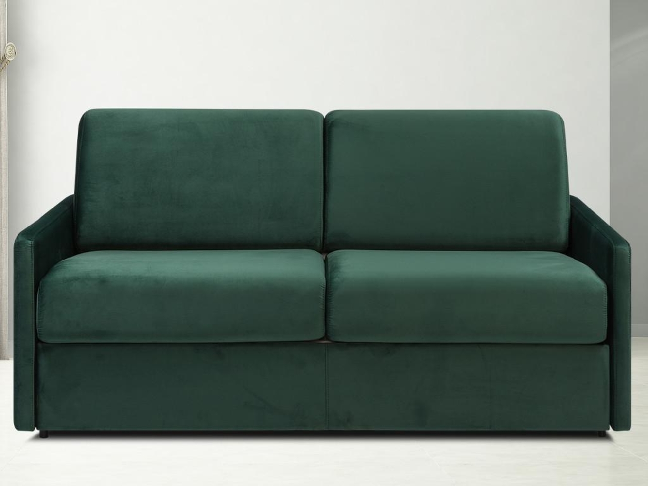 Schlafsofa 3-Sitzer Samt CALIFE - Tannengrün - Liegefläche: 140 cm - Matratzenhöhe: 22 cm Bild 1