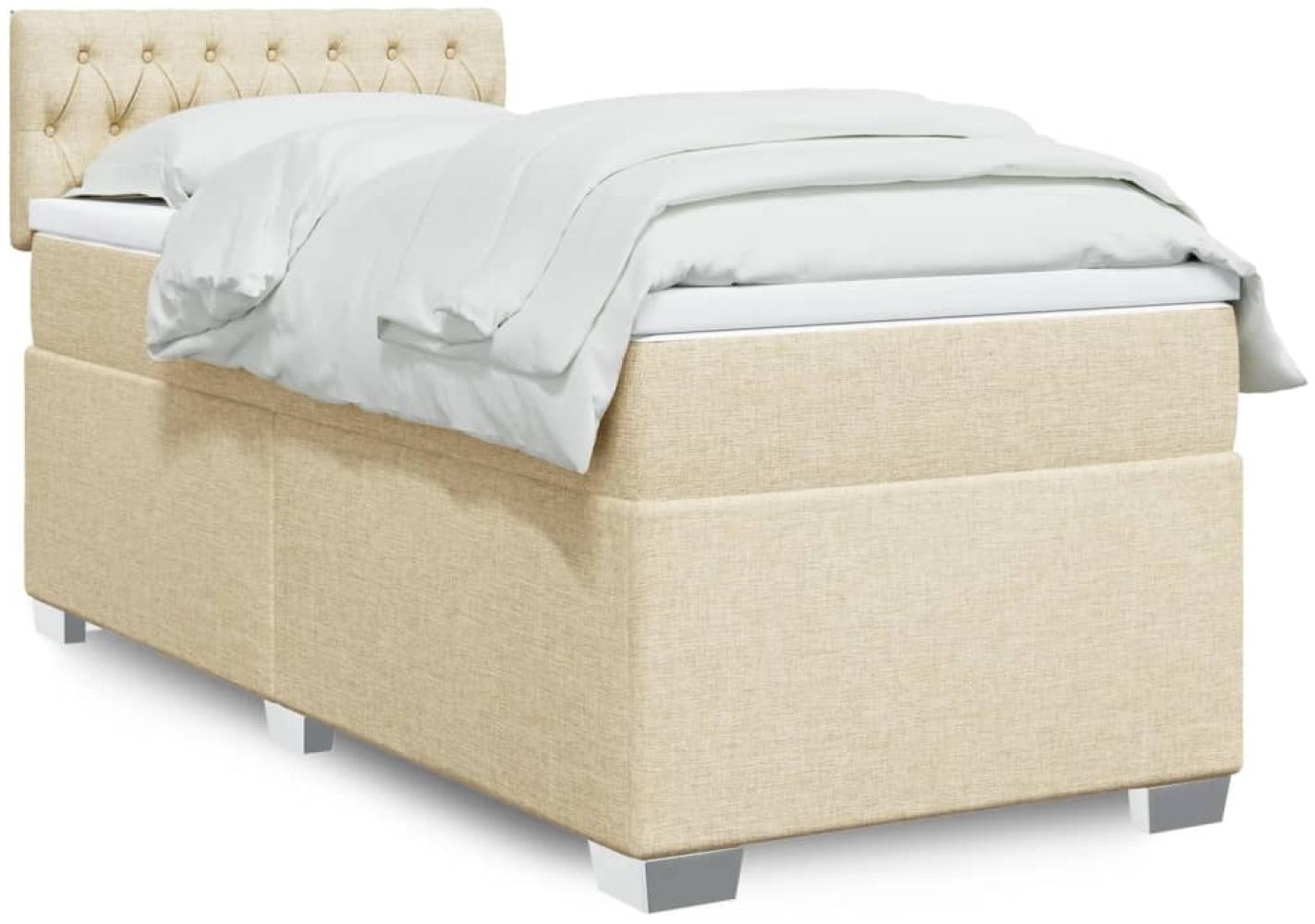 vidaXL Boxspringbett mit Matratze Creme 90x190 cm Stoff 3288055 Bild 1