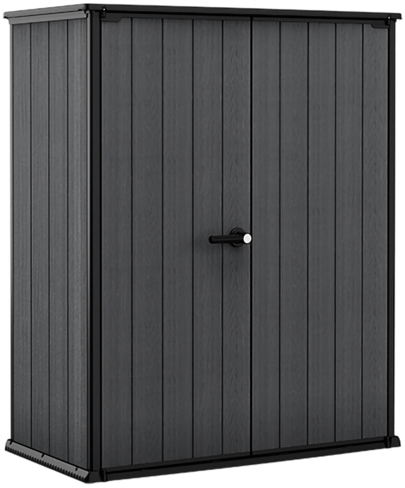 Dmora Gartenschrank Jasper, Gartenmöbel, Mehrzweck-Gartenschrank, Container für Balkon oder Garage, 140x74 h170 cm, Dunkelgrau Bild 1