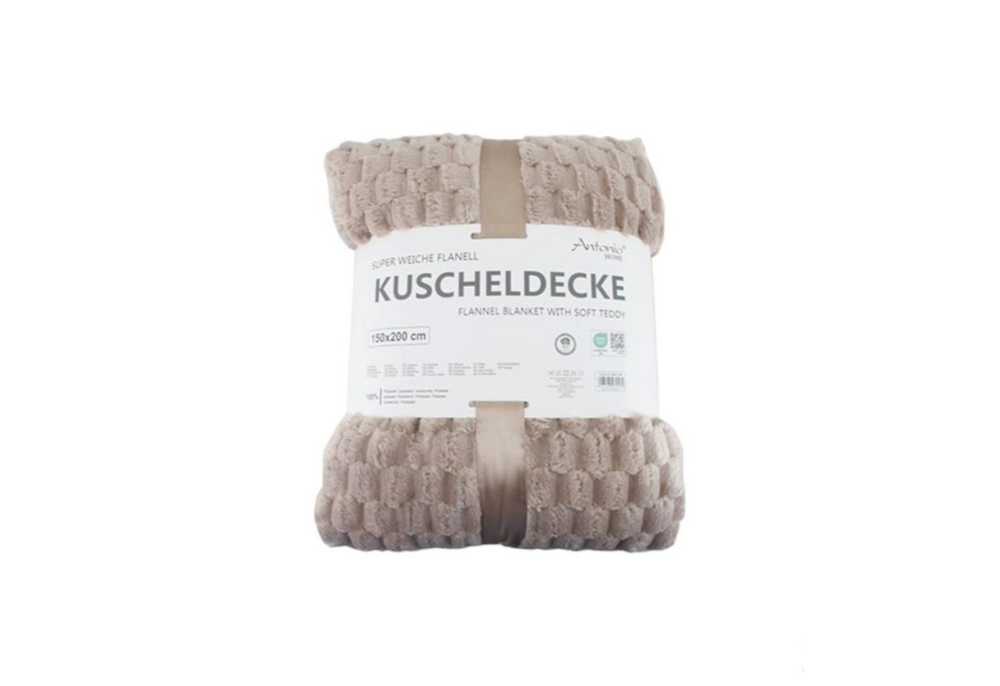 Premium Kuscheldecke » Waffeloptik Wohndecke » Couchdecke Soft Teddy | Tagesdecke 150 x 200 cm - Beige Bild 1