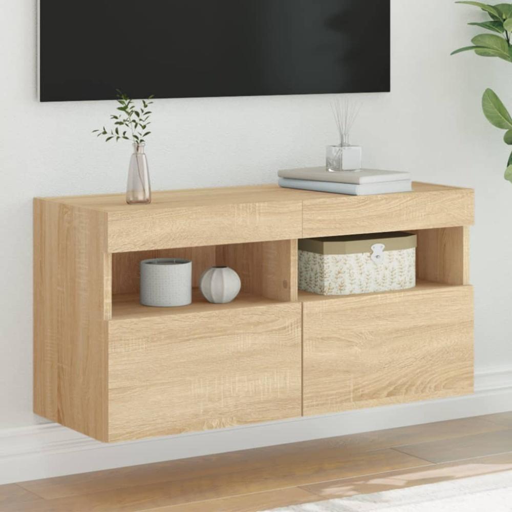 vidaXL TV-Wandschrank mit LED-Leuchten Sonoma-Eiche 80x30x40 cm 837201 Bild 1