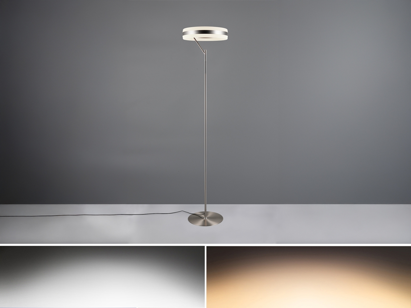 LED Stehlampe DIOS dimmbar, Lichttemperatur einstellbar, Silber, Höhe 180cm Bild 1